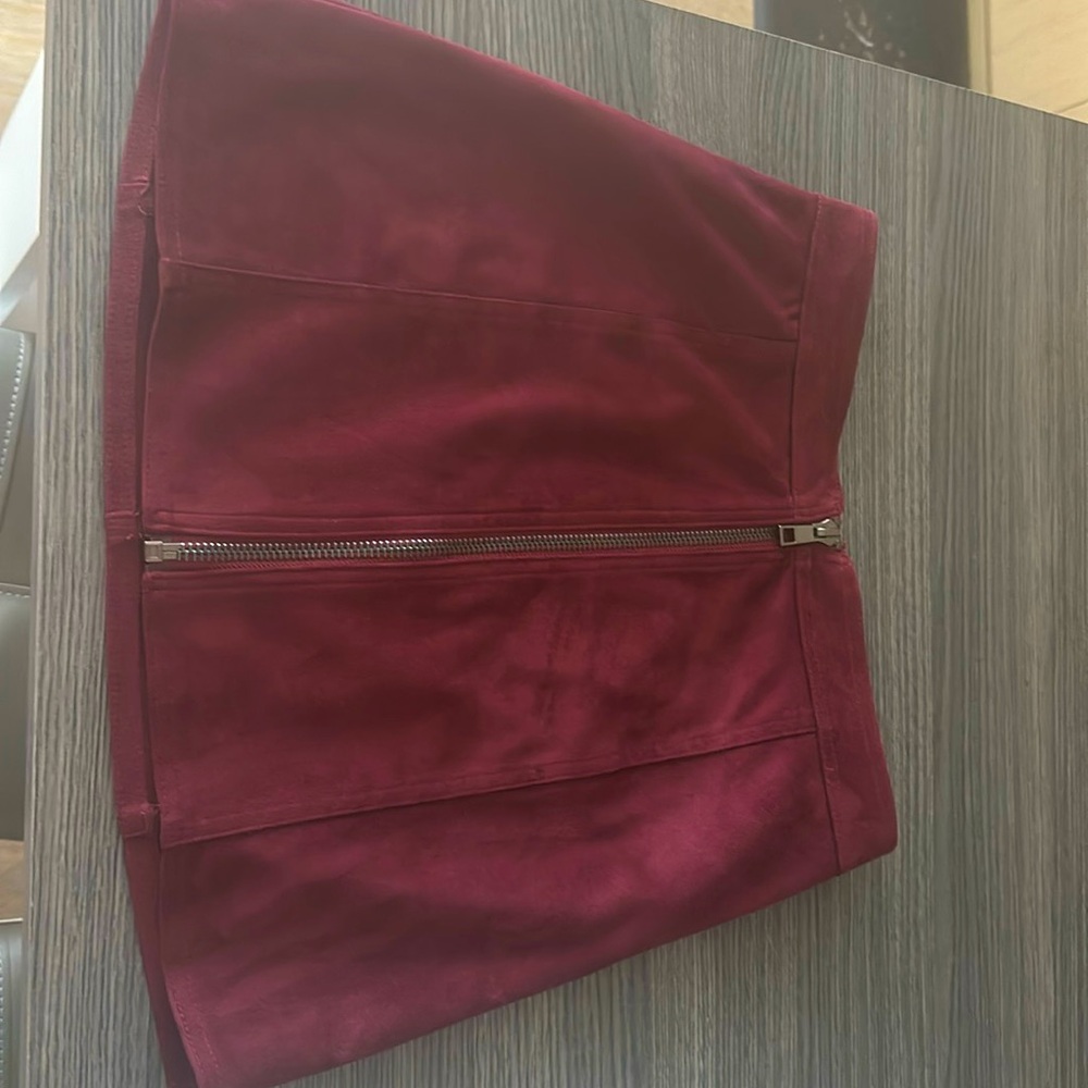 Velvet burgundy mini skirt size medium forever 21